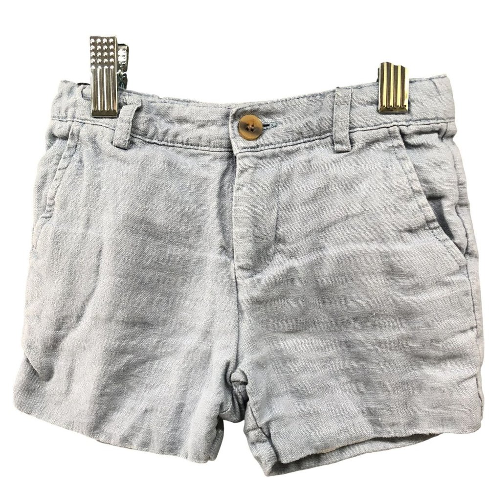 Gocco Boys 2T Linen Chino Shorts Dusty Blue‎ Adjustable Waist Spain Brand